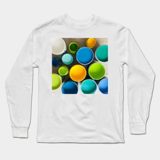 Paint Pots. Yellow, Blue, Green. Long Sleeve T-Shirt